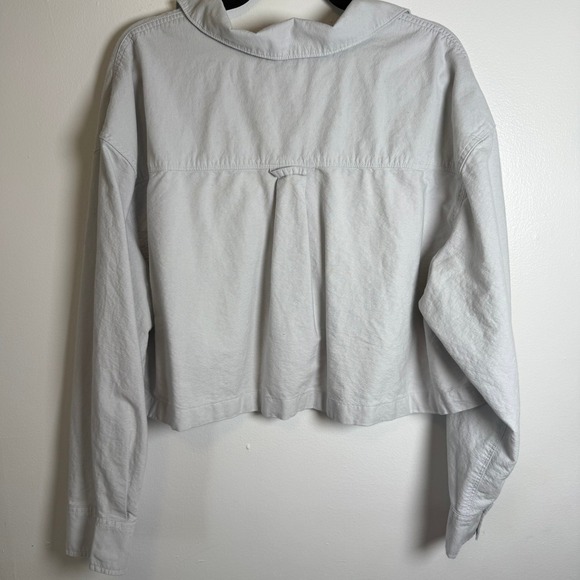 OFFLINE by Aerie Light Wash Cropped Button Front Shirt L G - Picture 2 of 8